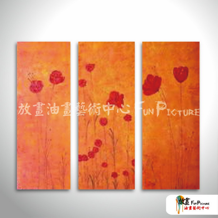 3拼抽象E35 純手繪 油畫 直幅*3 紅橙 暖色系 形象 裝飾 無框畫 民宿 餐廳 裝潢 室內設計