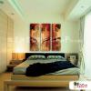 3拼抽象E42 純手繪 油畫 直幅*3 紅褐 暖色系 幾何 裝飾 無框畫 民宿 餐廳 裝潢 室內設計