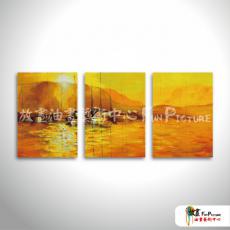 3拼風景海港H34 純手繪 油畫 直幅*3 黃色 暖色系 掛畫 無框畫 民宿 餐廳 裝潢 室內設計
