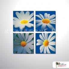 4拼花卉F04 純手繪 油畫 方形*4 藍白 中性色系 印象 掛畫 無框畫 民宿 餐廳 裝潢 室內設計