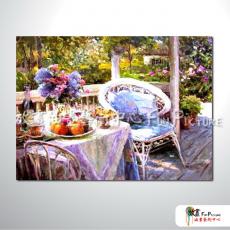 田園花園景186 純手繪 油畫 橫幅 灰褐 中性色系 無框畫 民宿 餐廳 裝潢 室內設計 居家佈置