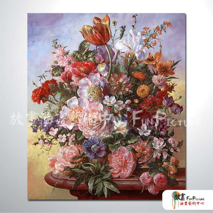 古典花卉15 純手繪 油畫 直幅 多彩 中性色系 寫實 掛畫 無框畫 民宿 室內設計 居家佈置