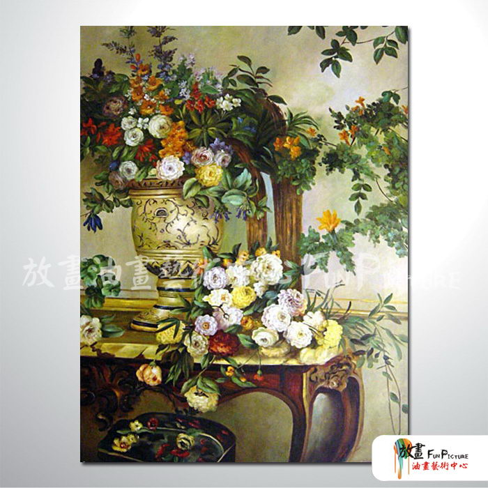 古典花卉25 純手繪 油畫 直幅 灰綠 中性色系 寫實 掛畫 無框畫 民宿 室內設計 居家佈置