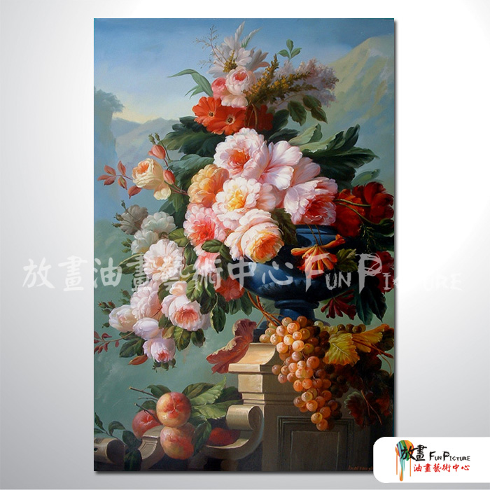 古典花卉37 純手繪 油畫 直幅 多彩 中性色系 寫實 掛畫 無框畫 民宿 室內設計 居家佈置