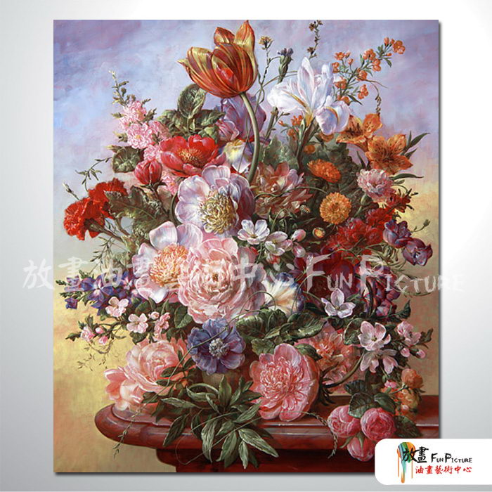 古典花卉39 純手繪 油畫 直幅 多彩 中性色系 寫實 掛畫 無框畫 民宿 室內設計 居家佈置