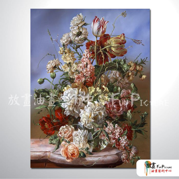古典花卉42 純手繪 油畫 直幅 多彩 中性色系 寫實 掛畫 無框畫 民宿 室內設計 居家佈置