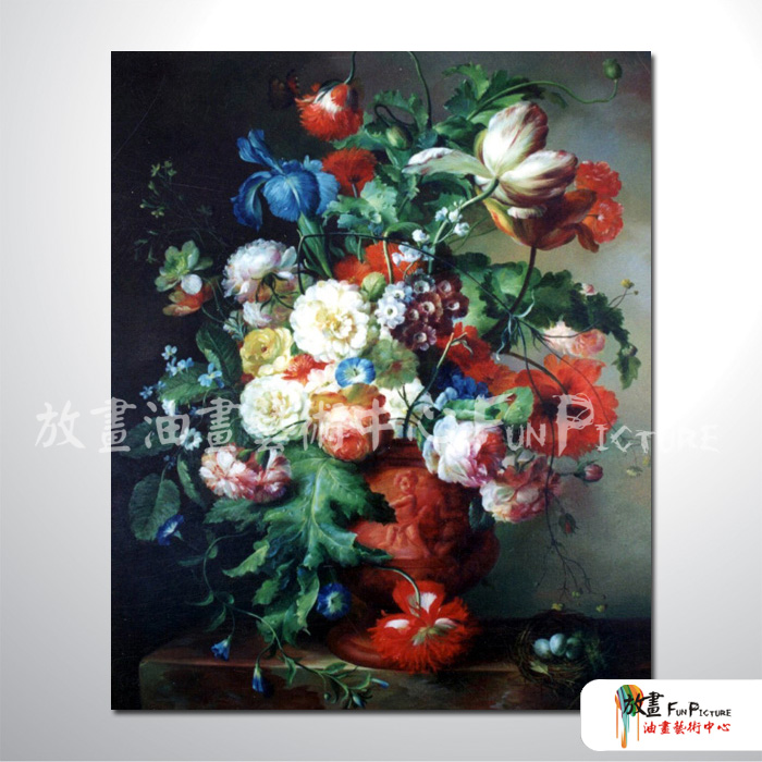 古典花卉43 純手繪 油畫 直幅 多彩 中性色系 寫實 掛畫 無框畫 民宿 室內設計 居家佈置