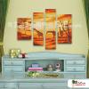 4幅風景長頸鹿3 純手繪 油畫 直幅*4 黃橙 暖色系 寫實 造型 無框畫 民宿 餐廳 裝潢 室內設計