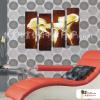 4拼花卉B04 純手繪 油畫 直幅*4 咖啡 中性色系 印象 造型 無框畫 民宿 餐廳 裝潢 室內設計