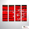 4拼花卉B12 純手繪 油畫 直幅*4 紅色 暖色系 印象 掛畫 無框畫 民宿 餐廳 裝潢 室內設計