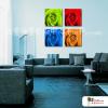 4拼花卉F07 純手繪 油畫 方形*4 多彩 中性色系 寫實 掛畫 無框畫 民宿 餐廳 裝潢 室內設計