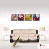 4拼花卉F09 純手繪 油畫 方形*4 紅黃 暖色系 印象 掛畫 無框畫 民宿 餐廳 裝潢 室內設計