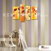 4拼花卉G21 純手繪 油畫 直幅*4 黃橙 暖色系 印象 造型 無框畫 民宿 餐廳 裝潢 室內設計