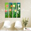 4拼花卉H02 純手繪 油畫 直幅*4 綠色 冷色系 印象 掛畫 無框畫 民宿 餐廳 裝潢 室內設計