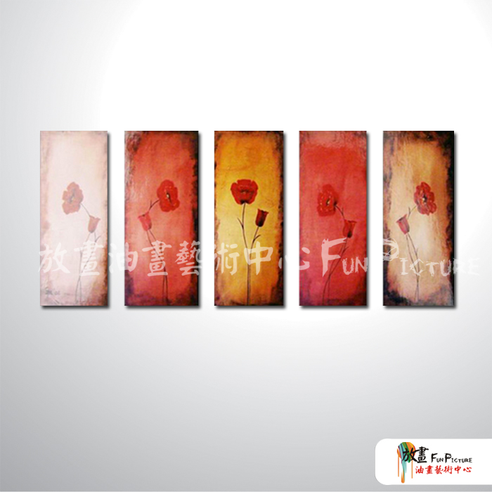 5拼花卉A05 純手繪 油畫 直幅*5 紅橙 暖色系 印象 掛畫 無框畫 民宿 餐廳 裝潢 室內設計