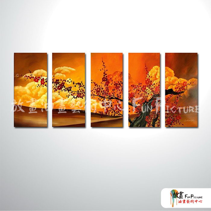 5拼花卉A38 純手繪 油畫 直幅*5 黃橙 暖色系 寫實 掛畫 無框畫 民宿 餐廳 裝潢 室內設計