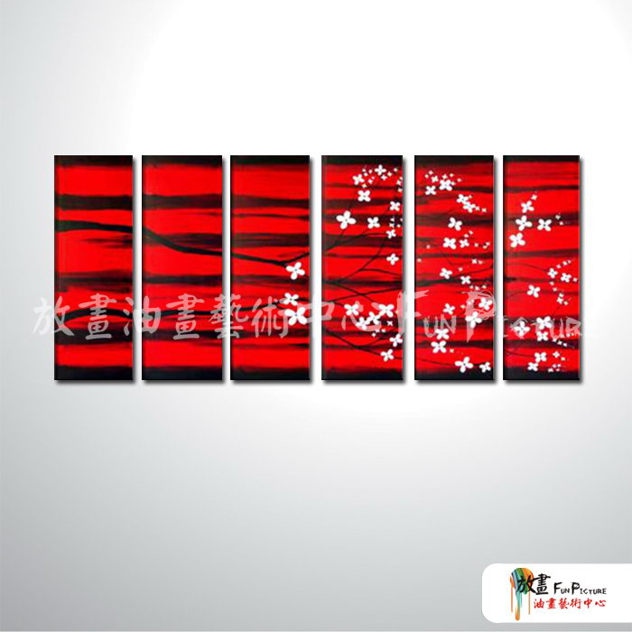 6拼花卉A49 純手繪 油畫 直幅*6 紅色 暖色系 寫實 掛畫 無框畫 民宿 餐廳 裝潢 室內設計