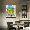 門窗景25 純手繪 油畫 直幅 黃綠 暖色系 裝飾 畫飾 無框畫 民宿 餐廳 裝潢 室內設計