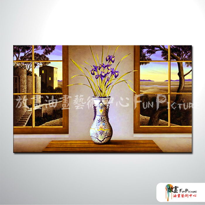 門窗景31 純手繪 油畫 橫幅 黃褐 暖色系 裝飾 畫飾 無框畫 民宿 餐廳 裝潢 室內設計
