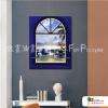 門窗景34 純手繪 油畫 直幅 藍色 冷色系 裝飾 畫飾 無框畫 民宿 餐廳 裝潢 室內設計