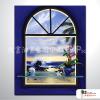 門窗景34 純手繪 油畫 直幅 藍色 冷色系 裝飾 畫飾 無框畫 民宿 餐廳 裝潢 室內設計