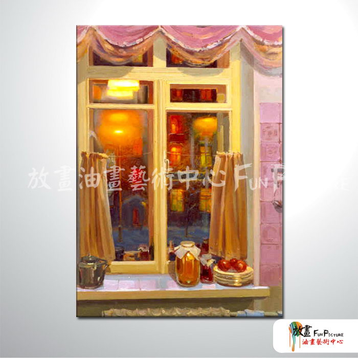 門窗景35 純手繪 油畫 直幅 黃褐 暖色系 裝飾 畫飾 無框畫 民宿 餐廳 裝潢 室內設計