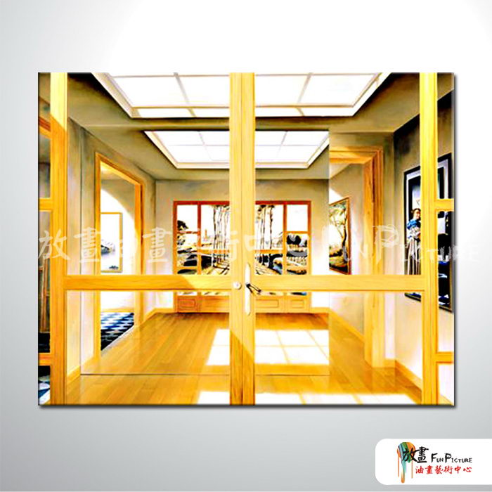 門窗景37 純手繪 油畫 橫幅 黃褐 暖色系 裝飾 畫飾 無框畫 民宿 餐廳 裝潢 室內設計