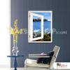 門窗景41 純手繪 油畫 直幅 灰藍 中性色系 裝飾 畫飾 無框畫 民宿 餐廳 裝潢 室內設計