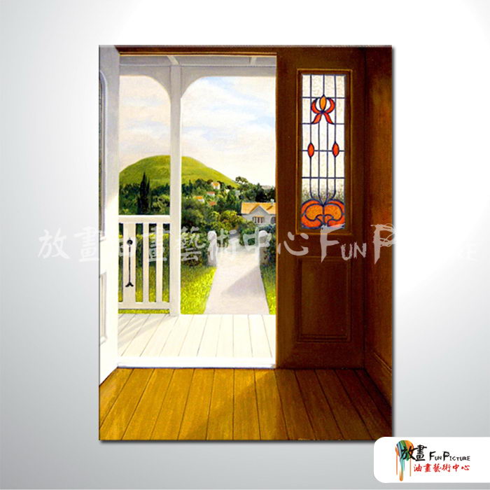 門窗景44 純手繪 油畫 直幅 褐綠 中性色系 裝飾 畫飾 無框畫 民宿 餐廳 裝潢 室內設計