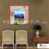 門窗景45 純手繪 油畫 方形 紅藍 中性色系 裝飾 畫飾 無框畫 民宿 餐廳 裝潢 室內設計