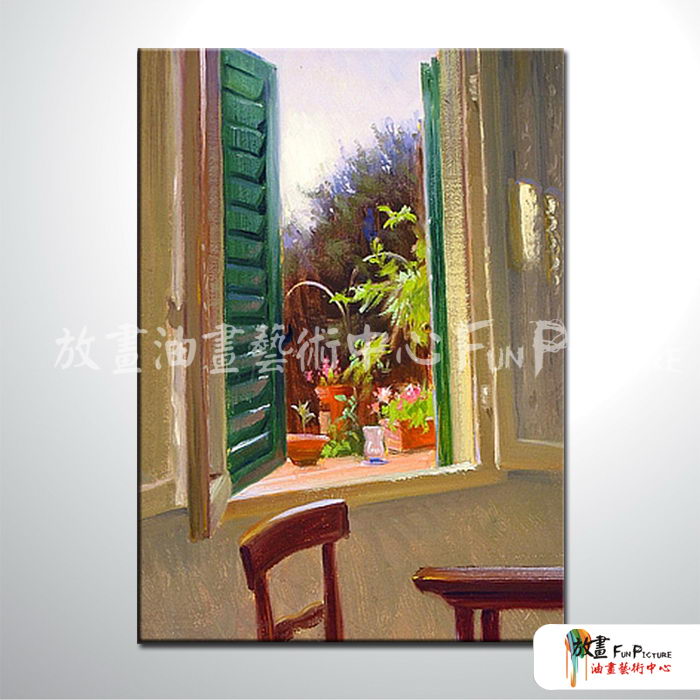 門窗景62 純手繪 油畫 直幅 褐綠 中性色系 裝飾 畫飾 無框畫 民宿 餐廳 裝潢 室內設計