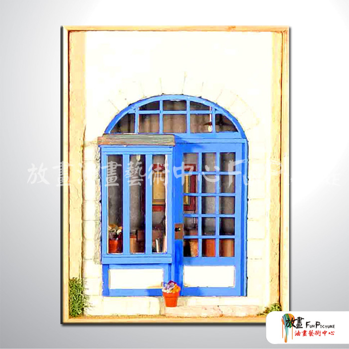 門窗景81 純手繪 油畫 直幅 藍白 中性色系 裝飾 畫飾 無框畫 民宿 餐廳 裝潢 室內設計