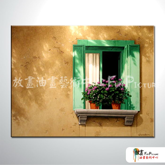 門窗景82 純手繪 油畫 橫幅 褐綠 中性色系 裝飾 畫飾 無框畫 民宿 餐廳 裝潢 室內設計