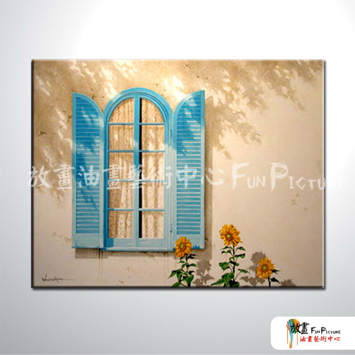 門窗景83 純手繪 油畫 橫幅 灰褐 中性色系 裝飾 畫飾 無框畫 民宿 餐廳 裝潢 室內設計