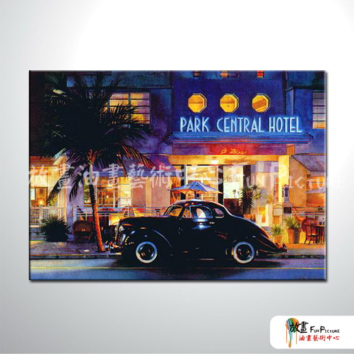 街景43 純手繪 油畫 橫幅 藍黑 冷色系 裝飾 都會 畫飾 無框 民宿 餐廳 裝潢 室內設計