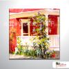 門窗景115 純手繪 油畫 方形 紅色 暖色系 裝飾 畫飾 無框畫 民宿 餐廳 裝潢 室內設計