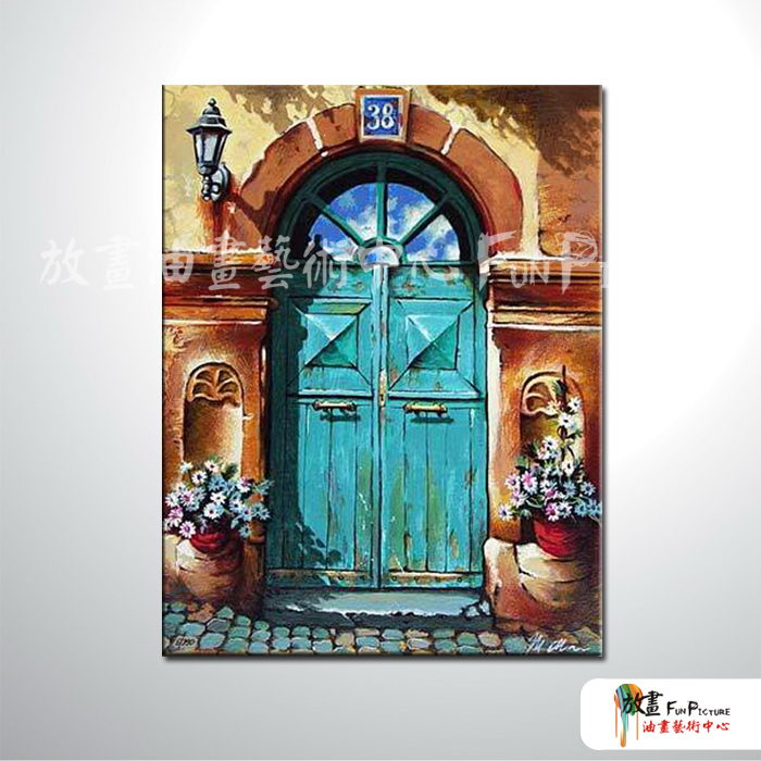 門窗景122 純手繪 油畫 直幅 藍褐 中性色系 裝飾 畫飾 無框畫 民宿 餐廳 裝潢 室內設計