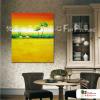 裝飾風景69 純手繪 油畫 直幅 黃綠 暖色系 藝術品 裝飾 無框畫 裝潢 室內設計 客廳掛畫