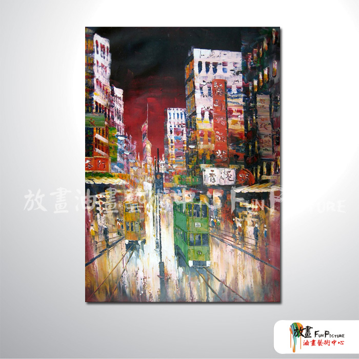 香港夜景2 純手繪 油畫 直幅 多彩 暖色系 藝術畫 裝飾 無框畫 裝潢 室內設計 客廳掛畫