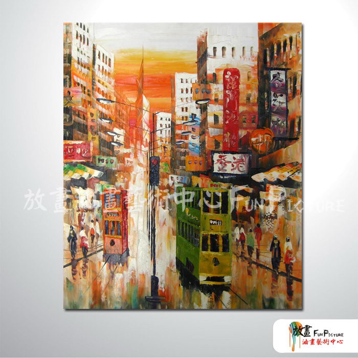 香港夜景1 純手繪 油畫 直幅 紅橙 暖色系 藝術畫 裝飾 無框畫 裝潢 室內設計 客廳掛畫