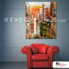 香港夜景1 純手繪 油畫 直幅 紅橙 暖色系 藝術畫 裝飾 無框畫 裝潢 室內設計 客廳掛畫