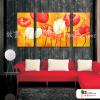 3拼花卉A9 純手繪 油畫 直幅*2方形*1 紅橙 暖色系 藝術品 造型 無框畫 民宿 餐廳 室內設計