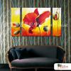 3拼花卉A16 純手繪 油畫 直幅*2方形*1 紅黃 暖色系 藝術品 造型 無框畫 民宿 餐廳 室內設計