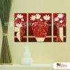 3拼花卉A22 純手繪 油畫 直幅*3 紅色 暖色系 藝術品 造型 畫飾 無框畫 民宿 餐廳 室內設計