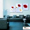3拼花卉A29 純手繪 油畫 直幅*3 紅黃 暖色系 藝術品 造型 畫飾 無框畫 民宿 餐廳 室內設計