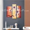 3拼花卉A35 純手繪 油畫 直幅*3 橙褐 暖色系 藝術品 造型 畫飾 無框畫 民宿 餐廳 室內設計