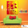 3拼花卉B04 純手繪 油畫 直幅*3 黃紅 暖色系 藝術品 裝飾 畫飾 無框畫 民宿 餐廳 室內設計