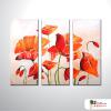 3拼花卉B14 純手繪 油畫 直幅*3 紅橙 暖色系 藝術品 裝飾 畫飾 無框畫 民宿 餐廳 實拍影片
