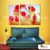 3拼花卉B16 純手繪 油畫 直幅*3 紅橙 暖色系 藝術品 裝飾 畫飾 無框畫 民宿 餐廳 室內設計