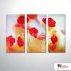 3拼花卉B16 純手繪 油畫 直幅*3 紅橙 暖色系 藝術品 裝飾 畫飾 無框畫 民宿 餐廳 室內設計